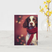 Carte de voeux Spaniel Puppy Springer d'hiver (Fleur jaune)