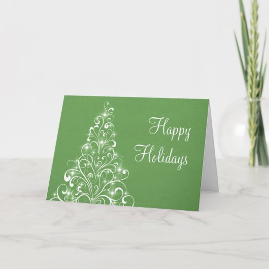 Carte de voeux Sparkly Holiday Tree, Vert (Devant)