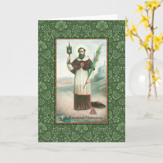 Carte de voeux St. Raymond Nonnatus avec prière (Fleur jaune)