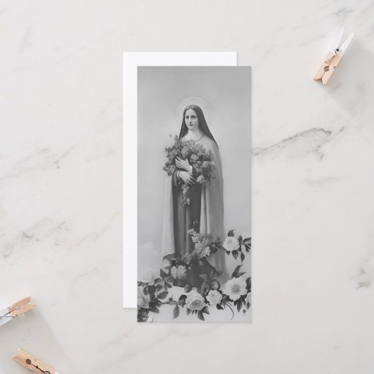 Carte de voeux St Therese of Lisieux (Devant/Arrière en situation)