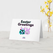 Carte de vœux standard horizontale Bunny Fuzzies (Fleur jaune)