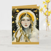 Carte de vœux standard pliée 13 x 18 cm (Fleur jaune)