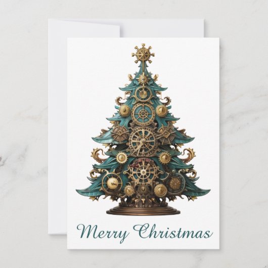 Carte de voeux Steampunk Christmas Tree (Devant)