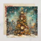 Carte de voeux Steampunk Christmas Tree (Devant / Derrière)