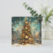 Carte de voeux Steampunk Christmas Tree (Debout devant)