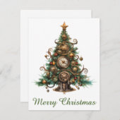 Carte de voeux Steampunk Christmas Tree (Devant / Derrière)