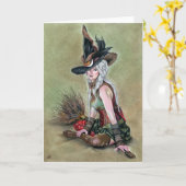 Carte de voeux Steampunk Witch (Fleur jaune)