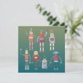 Carte de voeux Style 1950s Retro Fun Robots (Debout devant)