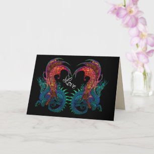 Carte de vœux style Art nouveau dragons