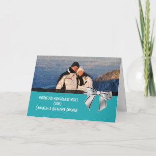 Carte de voeux Stylish Bow Holiday, Aqua