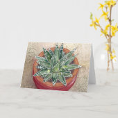 Carte de voeux Succulent Agave victoriae-reginae (Fleur jaune)