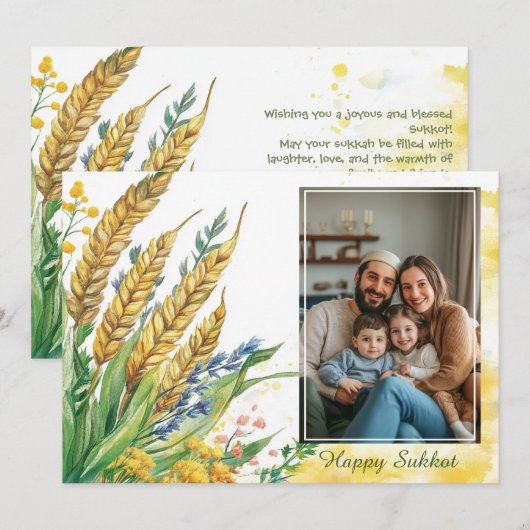 Carte de voeux Sukkot Harvest Blessings (Devant / Derrière)