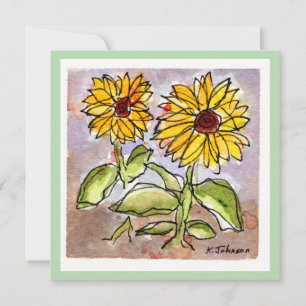 Carte de voeux Sunflower Watercolor