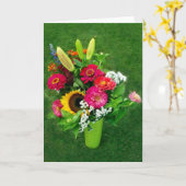 Carte de voeux : Sunflower & Zinnia's Bouquet_ (Fleur jaune)