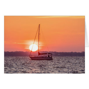 Carte de voeux Sunrise de bateau à voile