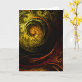 Carte de voeux Sunrise Floral Red Abstrait Art (Fleur jaune)