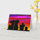 Carte de voeux Sunset Henge avec coyote (Fleur jaune)
