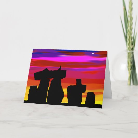 Carte de voeux Sunset Henge avec coyote (Devant)