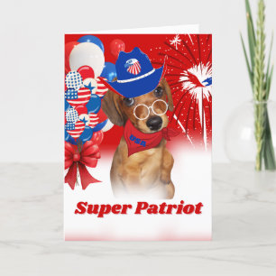 Carte de voeux Super Patriot Dachshund