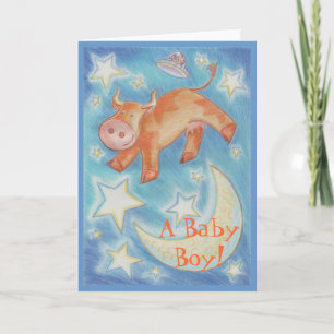 Carte de voeux sur la Lune 'Baby Boy'