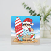 Carte de vœux Surfboard Santa (Debout devant)
