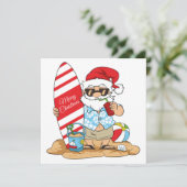 Carte de vœux Surfboard Santa (Debout devant)