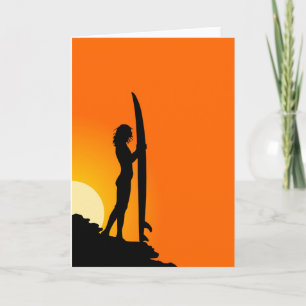 Carte de voeux Surfer Girl