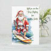 Carte de vœux Surfing Santa Flat (Debout devant)