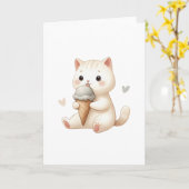 Carte de voeux Sweet Cute Kitten pour n'importe qu (Fleur jaune)