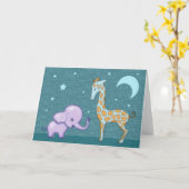Carte de voeux Sweet Elephant et Giraffe (Fleur jaune)
