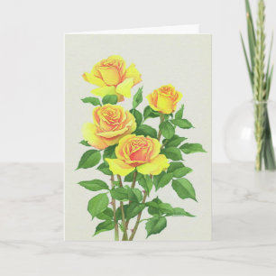 Carte de voeux sympathique aux roses jaunes