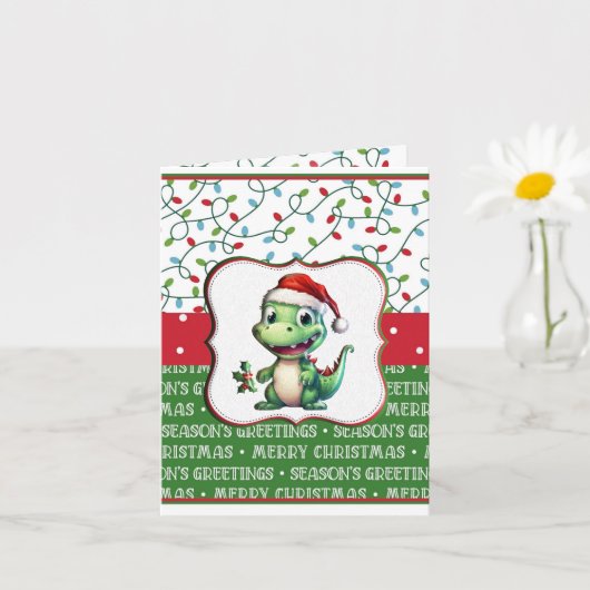 Carte de vœux T-Rex de Noël (Petite plante)
