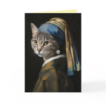 Carte de vœux Tabby avec une perle à l'oreille