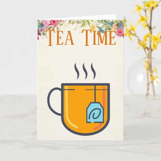 Carte de voeux Tea Time (Fleur jaune)