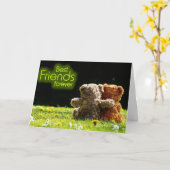 Carte de voeux Teddy Bear Best Friends (Fleur jaune)