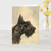 Carte de vœux Terrier Écossais (Fleur jaune)