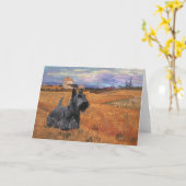 Carte de vœux Terrier Écossais (Fleur jaune)