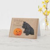Carte de vœux Terrier Écossais (Fleur jaune)
