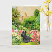 Carte de vœux Terrier Écossais (Fleur jaune)