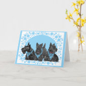 Carte de vœux Terrier Écossais (Fleur jaune)