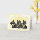 Carte de vœux Terrier Écossais (Fleur jaune)