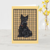 Carte de vœux Terrier Écossais (Fleur jaune)