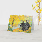 Carte de vœux Terrier Écossais (Fleur jaune)