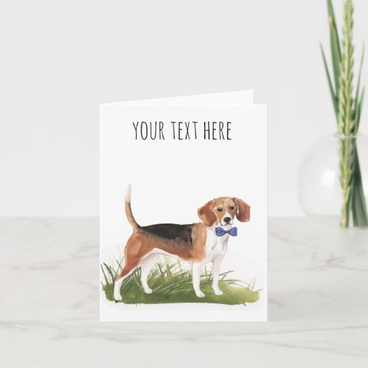 Carte de voeux texte personnalisé beagle (Devant)