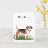 Carte de voeux texte personnalisé beagle (Fleur jaune)