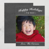 Carte de vœux texture gris foncé Joyeuses Fêtes (Devant / Derrière)