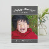 Carte de vœux texture gris foncé Joyeuses Fêtes (Debout devant)