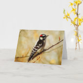 Carte de voeux texturée Downey Woodpecker (Fleur jaune)