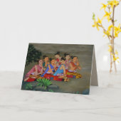 Carte de voeux thaïlandaise de dames de cour (Fleur jaune)