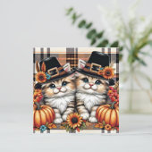 Carte de voeux Thanksgiving Cats (Debout devant)